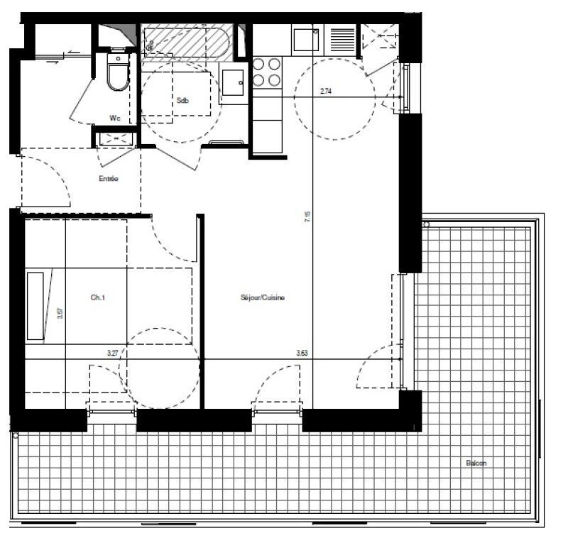 Appartement T2 – 47m² – 640€/mois