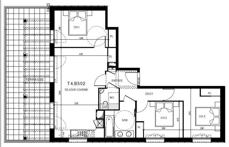 Appartement T4 – 73m² – 870€/mois