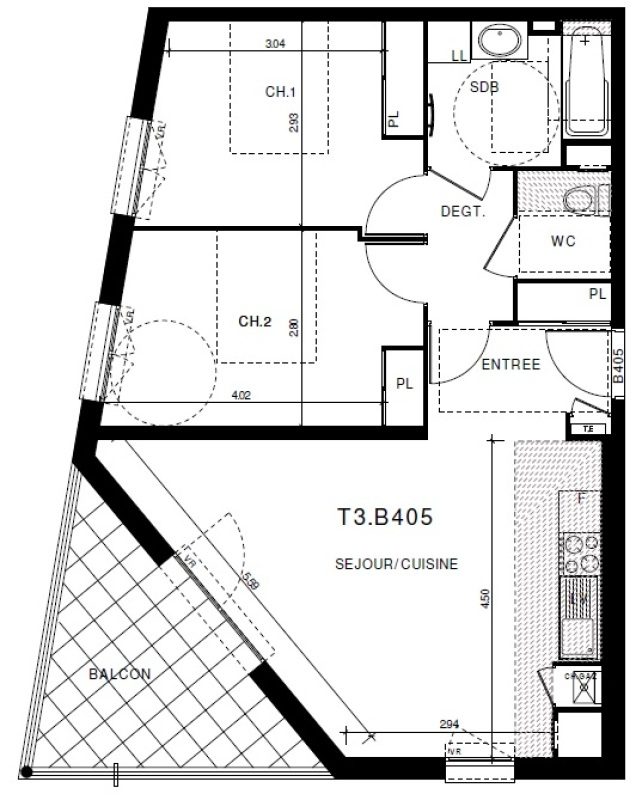 Appartement T3 – 62m² – 800€/mois