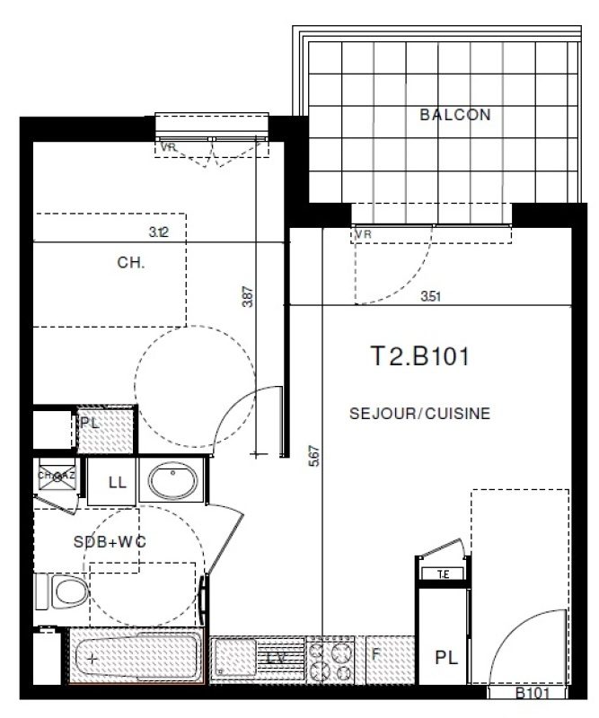 Appartement T2 – 39m² – 560€/mois
