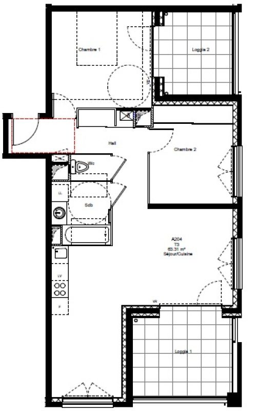 Appartement T3 – 63m² – 847€/mois