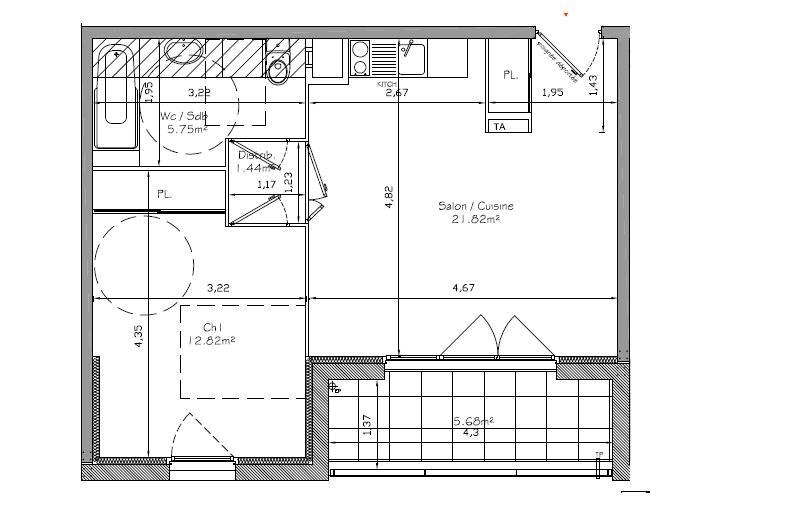 Appartement T2 – 41m² – 458€/mois