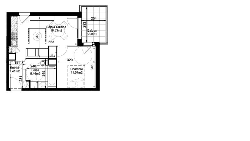 Appartement T2 – 37m² – 621€/mois