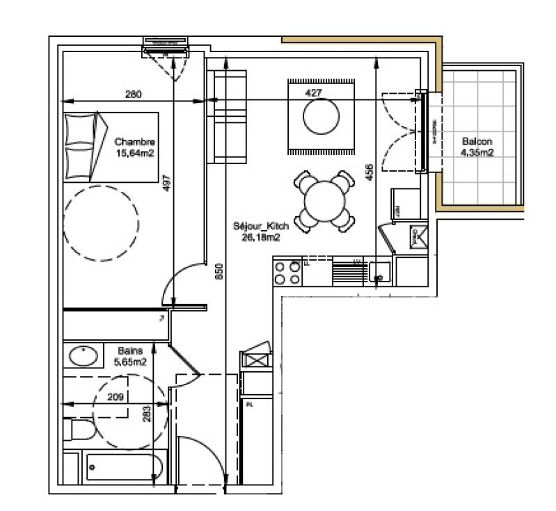 Appartement T2 – 47m² – 788€/mois