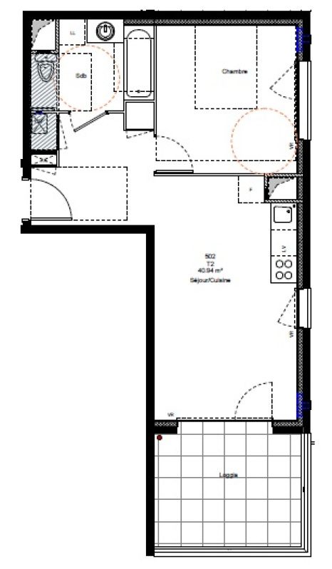 Appartement T2 – 40m² – 598€/mois