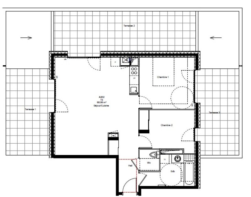 Appartement T3 – 68m² – 897€/mois