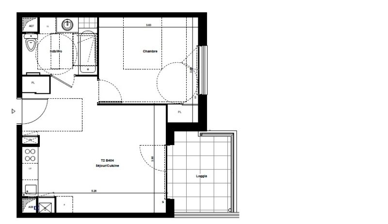 Appartement T2 – 40m² – 590€/mois