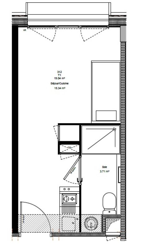 Appartement T1 – 19m² – 515€/mois