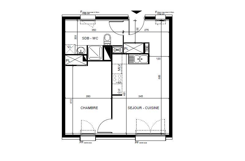 Appartement T2 – 41m² – 607€/mois