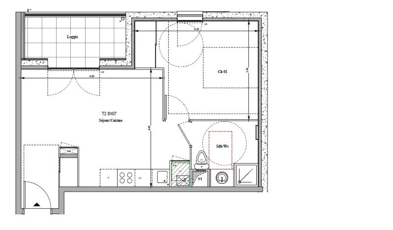 Appartement T2 – 40m² – 607€/mois