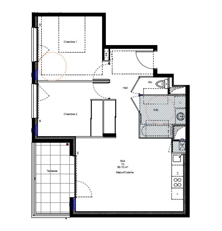 Appartement T3 – 59m² – 788€/mois