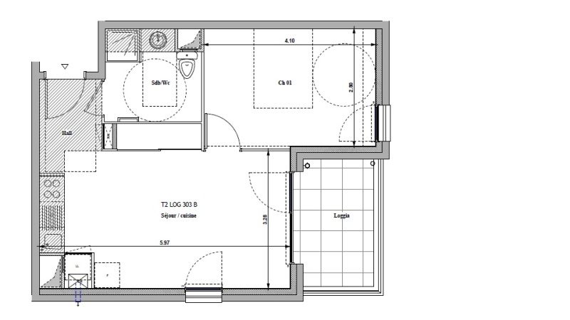Appartement T2 – 39m² – 598€/mois