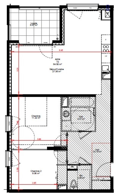 Appartement T3 – 64m² – 840€/mois