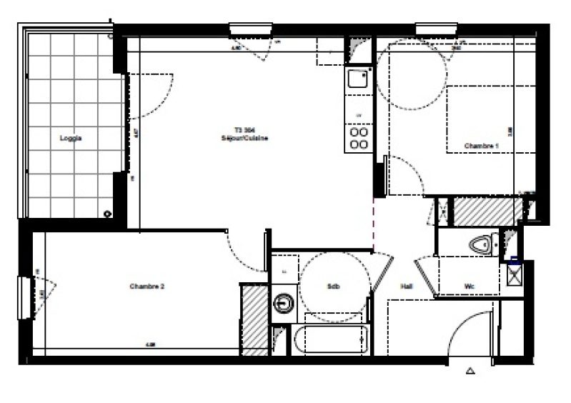 Appartement T3 – 60m² – 832€/mois