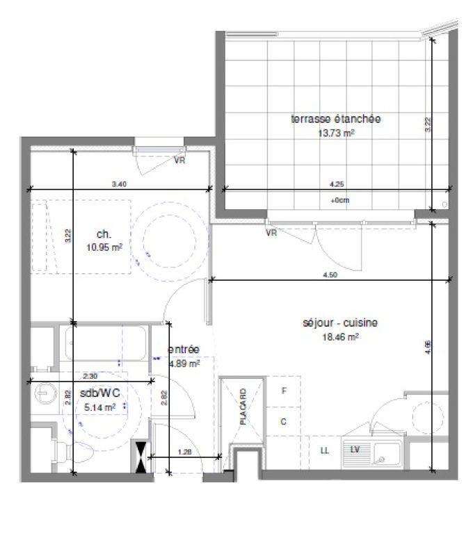 Appartement T2 – 39m² – 781€/mois