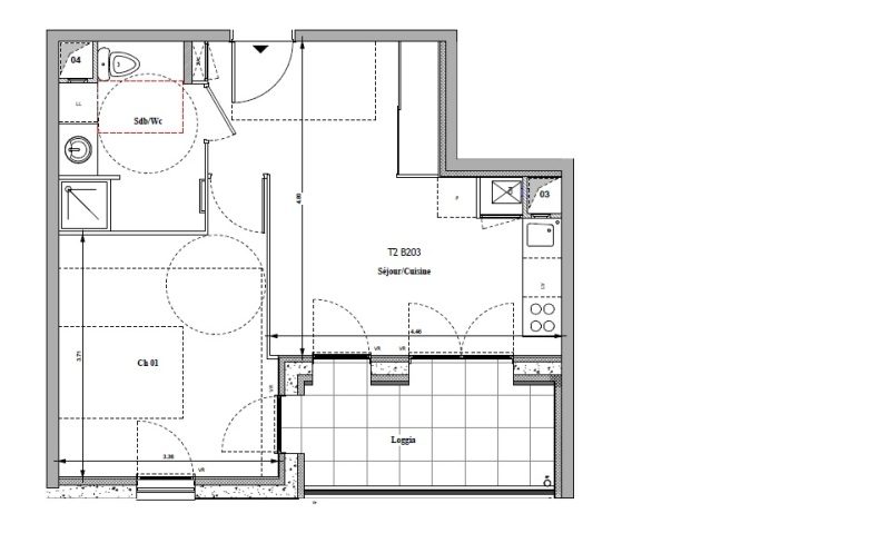Appartement T2 – 37m² – 631€/mois