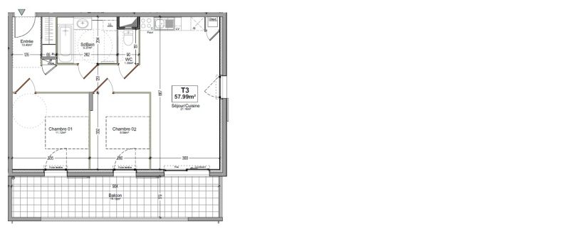 Appartement T3 – 57m² – 846€/mois