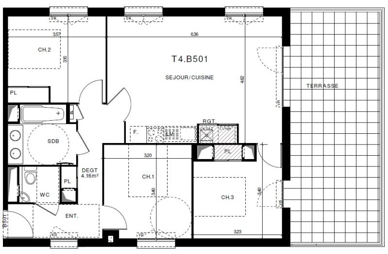 Appartement T4 – 76m² – 917€/mois
