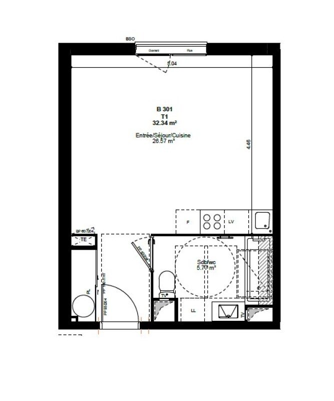 Appartement T1 – 32m² – 580€/mois
