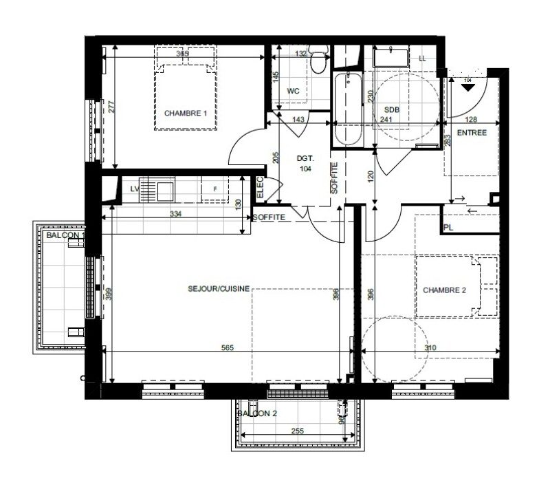 Appartement T3 – 63m² – 1 160€/mois