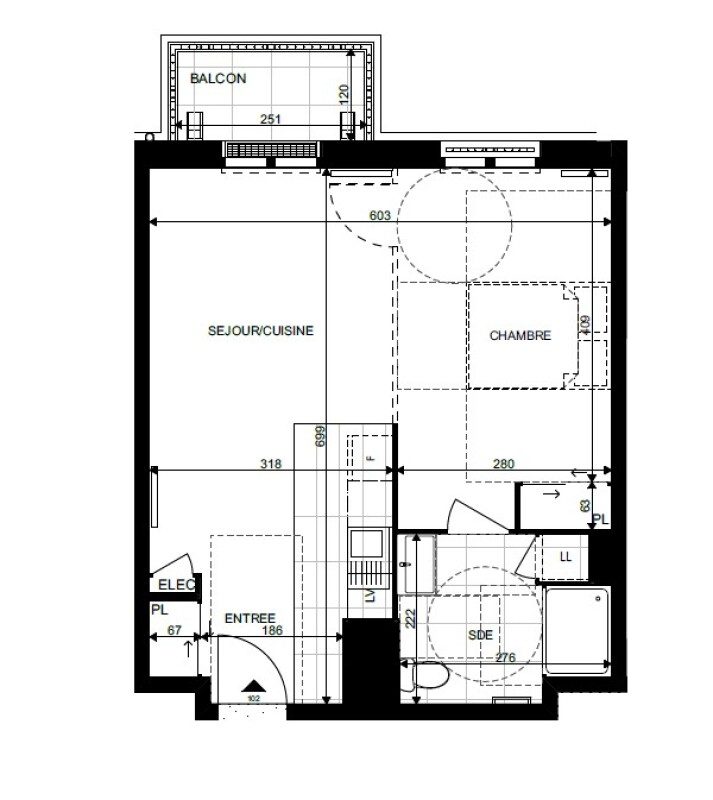Appartement Studio – 39m² – 890€/mois