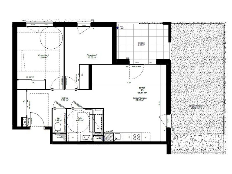 Appartement T3 – 61m² – 940€/mois