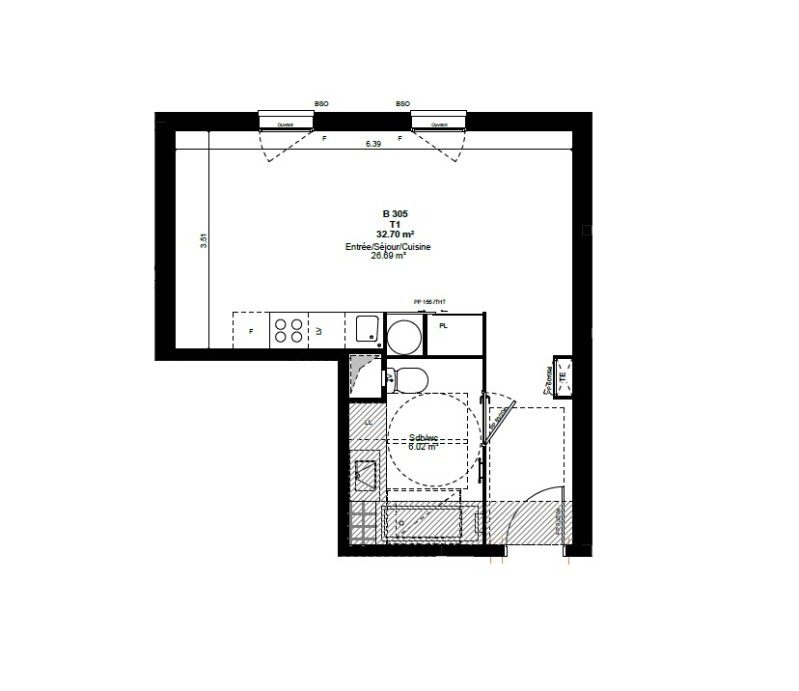 Appartement neuf – 32m² – Garage/parking  – 560€/mois