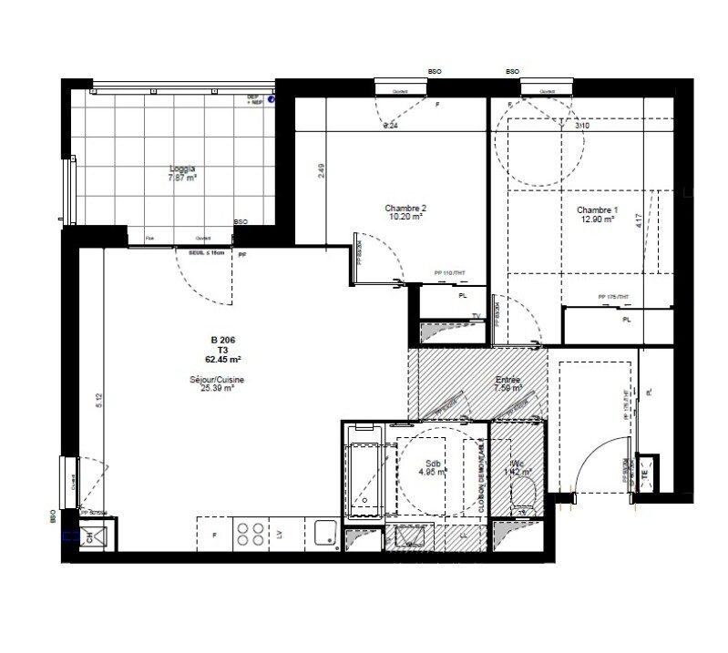 Appartement T3 – 62m² – 920€/mois