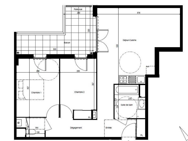 Appartement T3 – 66m² – 870€/mois