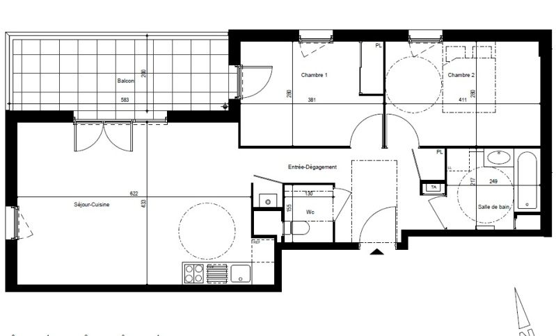 Appartement T3 – 66m² – 980€/mois