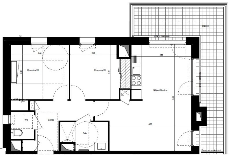 Appartement T3 – 63m² – 810€/mois