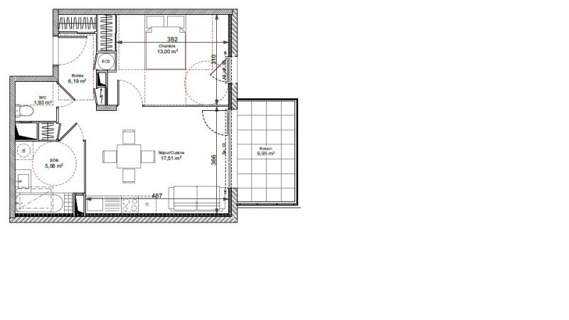 Appartement T2 – 44m² – 616€/mois