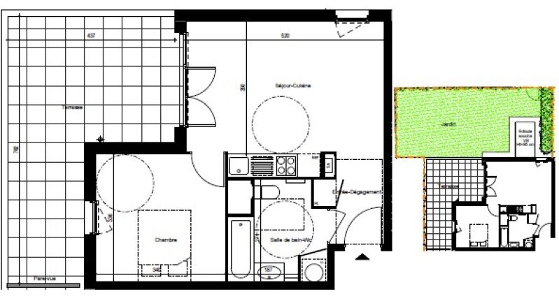Appartement T2 – 40m² – 659€/mois