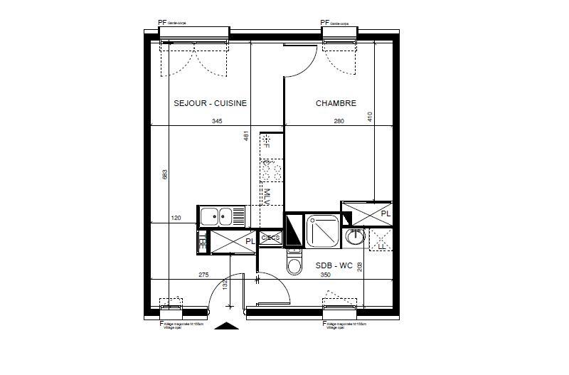 Appartement T2 – 41m² – 593€/mois